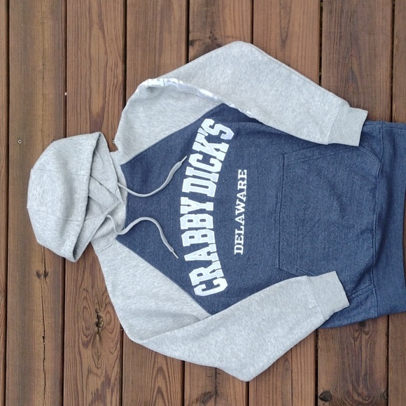 Crazy Apparel Navy & Gray Crabby Dick's Delaware Hoodie Size Small - Picture 1 of 9
